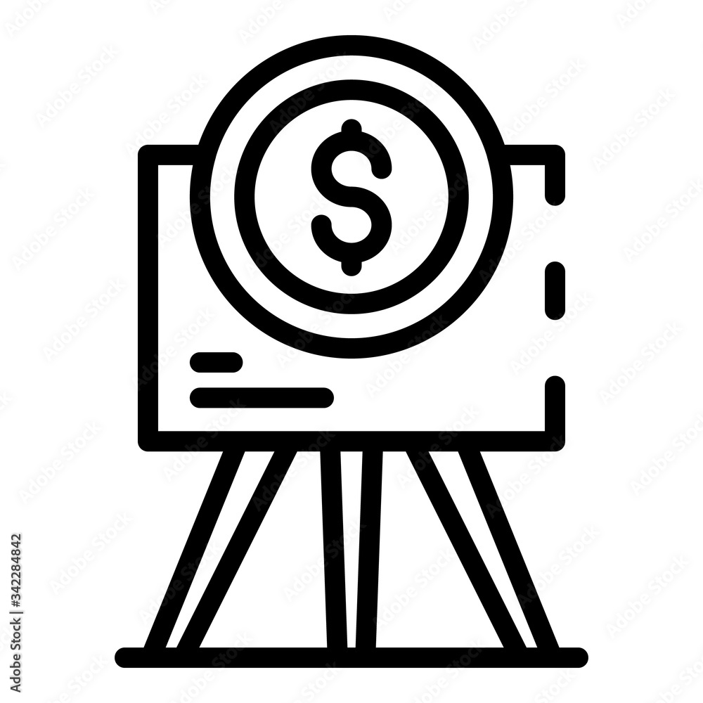 Poster flipchart and dollar sign icon. outline flipchart and dollar sign vector icon for web design isolate