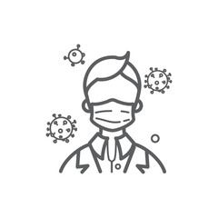 Stop the virus and infection. Men wear medical protective mask against coronavirus, infectious diseases and flu. COVID-19