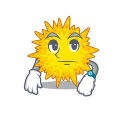 Mascot design of mycoplasma showing waiting gesture
