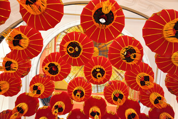 Chinese New Year with Red Traditional Paper Lanterns