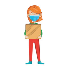 a delivery women holds a box in his hands. vector illustration