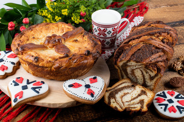 Cozonac or Kozunak is a special sweet leavened bread, Romania and Bulgaria. Martisor, 1 Martie, 1st...