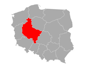 Obraz premium Karte von Wielkopolskie in Polen