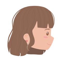 young woman face looking sideway character isolated icon white background