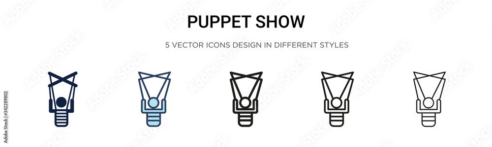 Poster puppet show icon in filled, thin line, outline and stroke style. vector illustration of two colored 