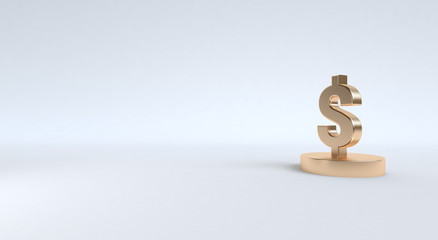 Dollar Sign icon geometrical abstract background, Stylish trendy illustration. 3d render.