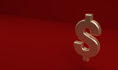 Dollar Sign icon geometrical abstract background, Stylish trendy illustration. 3d render.