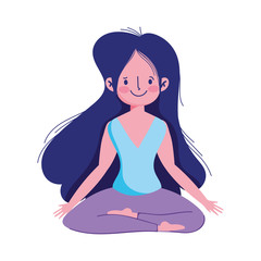 girl in yoga pose practicing isolated icon white background