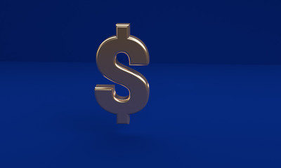Dollar Sign icon geometrical abstract background, Stylish trendy illustration. 3d render.