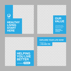 Slides modern Healthcare post social media template. Medical social media post template.