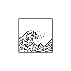 Great Wave Off Kanagawa after Hokusai vector line icon