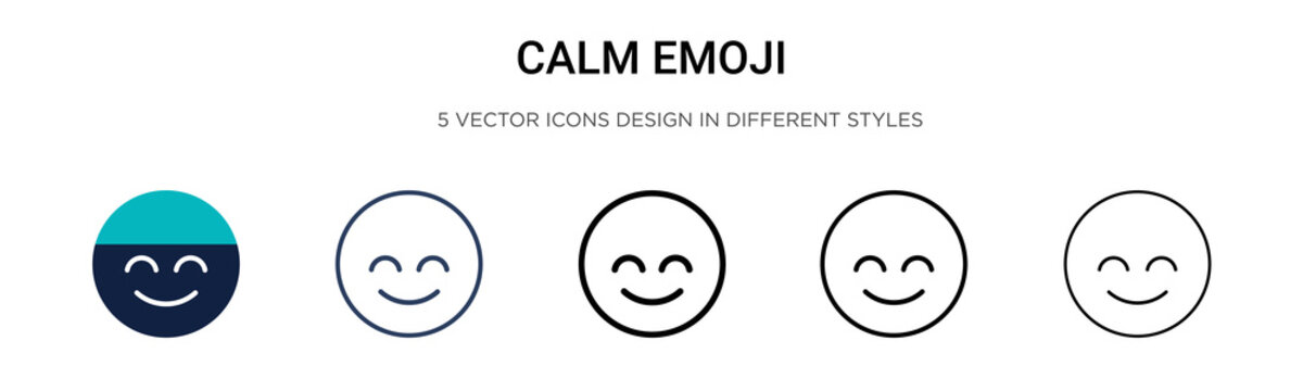 Calm emoji icon in filled, thin line, outline and stroke style. Vector illustration of two colored and black calm emoji vector icons designs can be used for mobile, ui, web