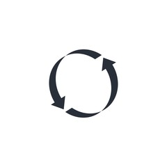 Flat icon of cyclic rotation, recycling recurrence, renewal.