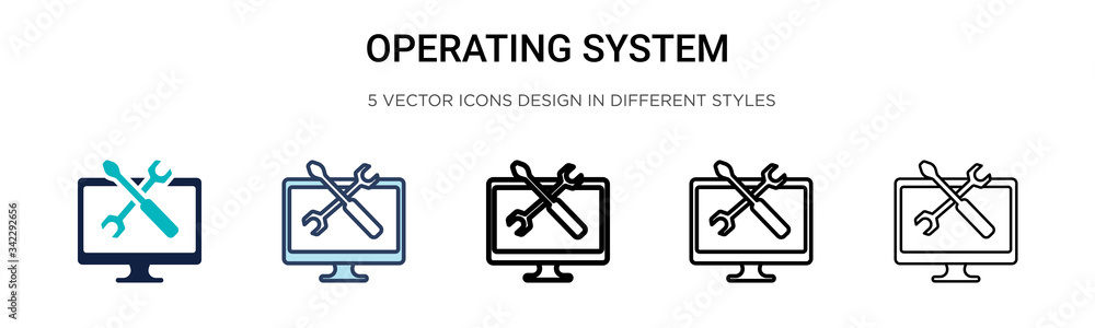 Poster operating system icon in filled, thin line, outline and stroke style. vector illustration of two col