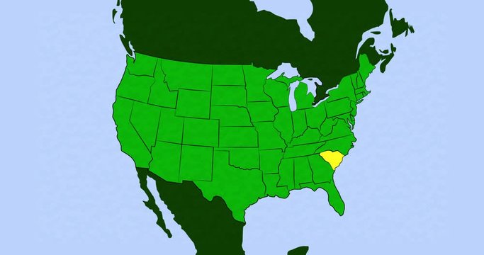 2D Animation of US Map with South Carolina 
Highlighted