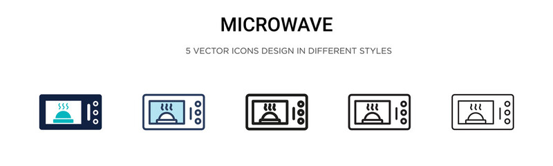 Microwave icon in filled, thin line, outline and stroke style. Vector illustration of two colored and black microwave vector icons designs can be used for mobile, ui, web