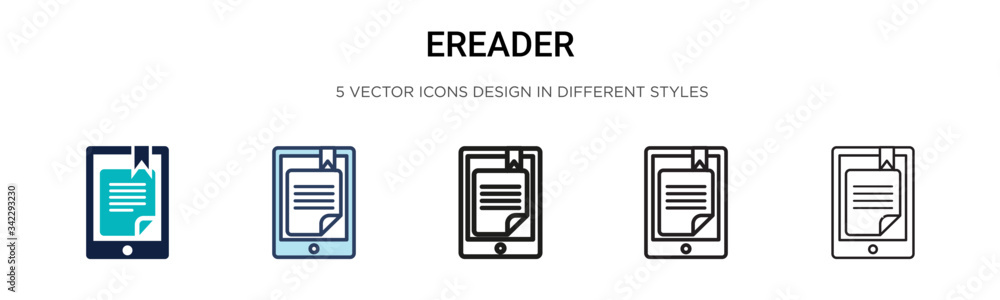Aufkleber ereader icon in filled, thin line, outline and stroke style. vector illustration of two colored and 