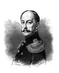 Portrait of Nicholas I Pavlovich All-Russian Emperor in the old book The Essays in Newest History, by I.I. Grigorovich, 1883, St. Petersburg