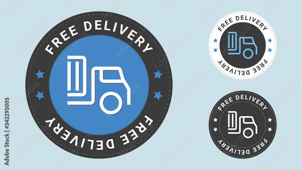 Poster Free delivery stamp vector illustration. Vector certificate icon. Vector combination for certificate in flat style.