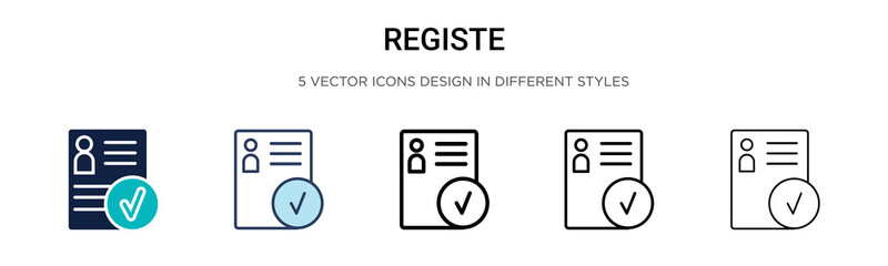 Registered icon in filled, thin line, outline and stroke style. Vector illustration of two colored and black registered vector icons designs can be used for mobile, ui, web