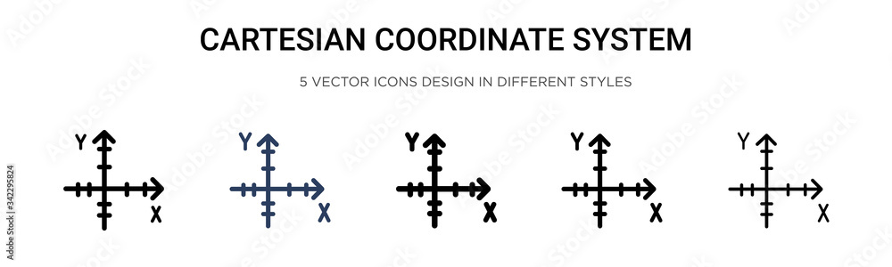Poster cartesian coordinate system icon in filled, thin line, outline and stroke style. vector illustration