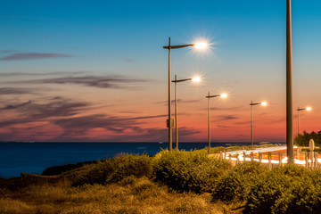 Obraz premium Sunset in long exposure in Saint Hilaire de Riez, France.