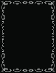 Celtic wicker frame white on a black background.