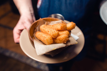 Cheese sticks in batter