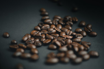 coffee beans seed on black background