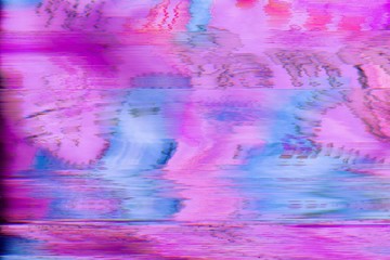 Naklejka na ściany i meble Color glitch background. Holographic gradient. Magenta pink blue distortion noise design.