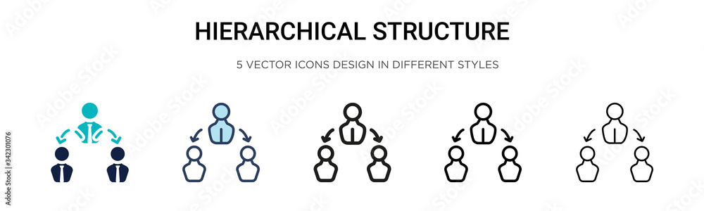 Aufkleber hierarchical structure icon in filled, thin line, outline and stroke style. vector illustration of t