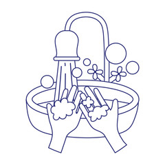 covid 19 coronavirus, washing hands frequently prevent, isolated icon