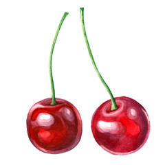 Illustration of two cherries