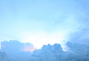 Naklejka na ściany i meble bright light on blue sky with soft cloudy and copy space on top