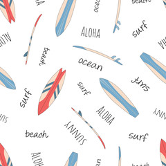 seamless surfboard pattern isolated on white background