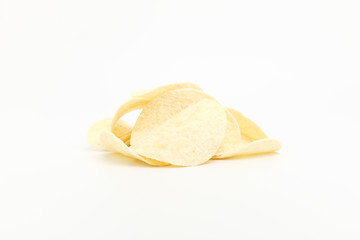 Potato chips sweets on white background