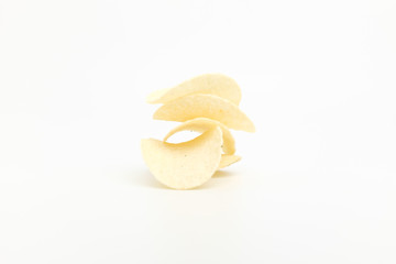 Potato chips sweets on white background