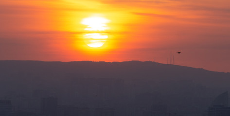 sunset over the city