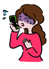 困った女性＿携帯電話