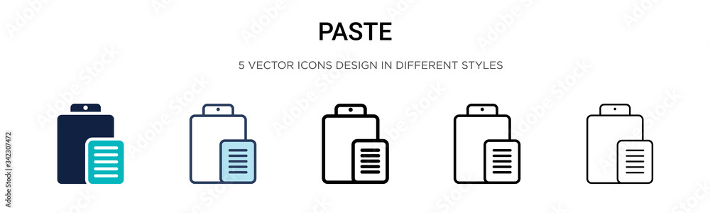 Poster paste icon in filled, thin line, outline and stroke style. vector illustration of two colored and bl