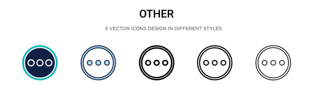 Other icon in filled, thin line, outline and stroke style. Vector illustration of two colored and black other vector icons designs can be used for mobile, ui, web