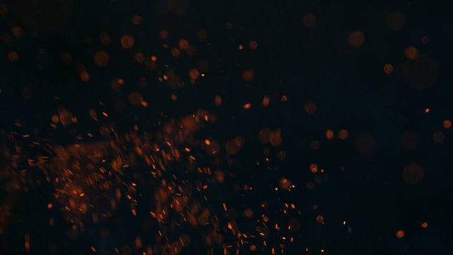 Fire sparks on black background