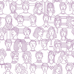 Diverse group of men and women standing together