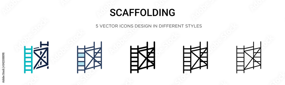 Poster scaffolding icon in filled, thin line, outline and stroke style. vector illustration of two colored 