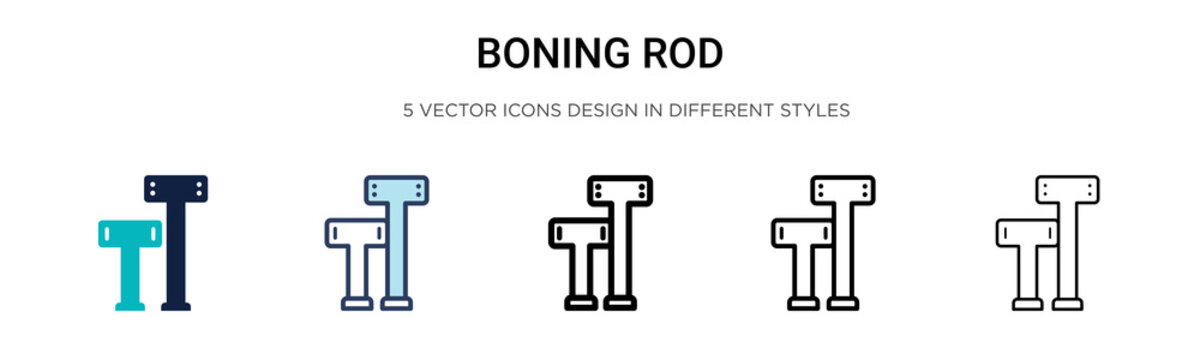 Boning rod icon in filled, thin line, outline and stroke style. Vector illustration of two colored and black boning rod vector icons designs can be used for mobile, ui, web
