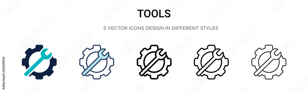 Poster tools icon in filled, thin line, outline and stroke style. vector illustration of two colored and bl
