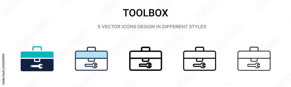 Aufkleber toolbox icon in filled, thin line, outline and stroke style. vector illustration of two colored and 