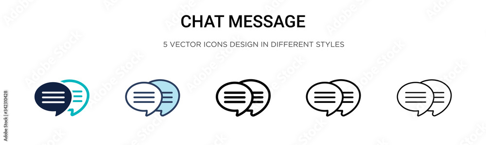 Poster chat message icon in filled, thin line, outline and stroke style. vector illustration of two colored