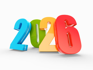 Happy New Year 2026 colorful calendar background series 3D render