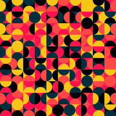 70s Particles Semi Circle Collage Seamless Pattern